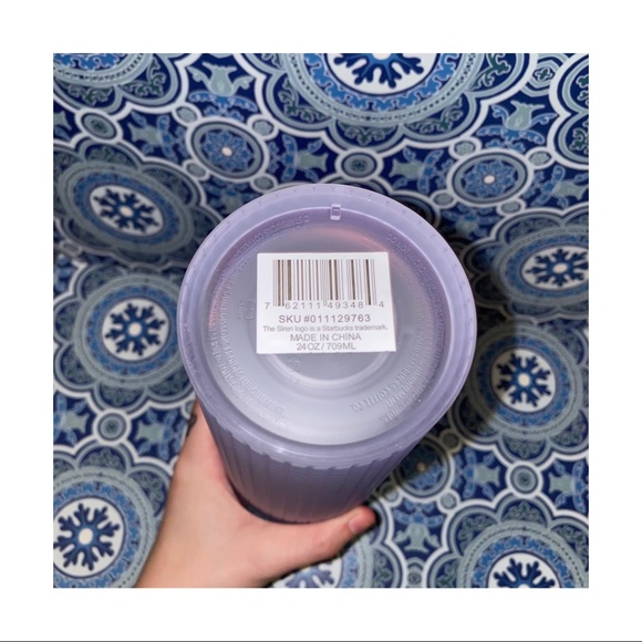 New Starbucks 2022 Spring Soft Touch White Frosted Grid Iridescent 24oz - Picture 2 of 3